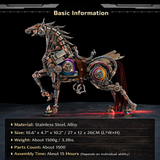 Mechanical Horse 3D Metal Model Puzzle Kit with LED Lights – DIY Steampunk Horse Building Set for Adults