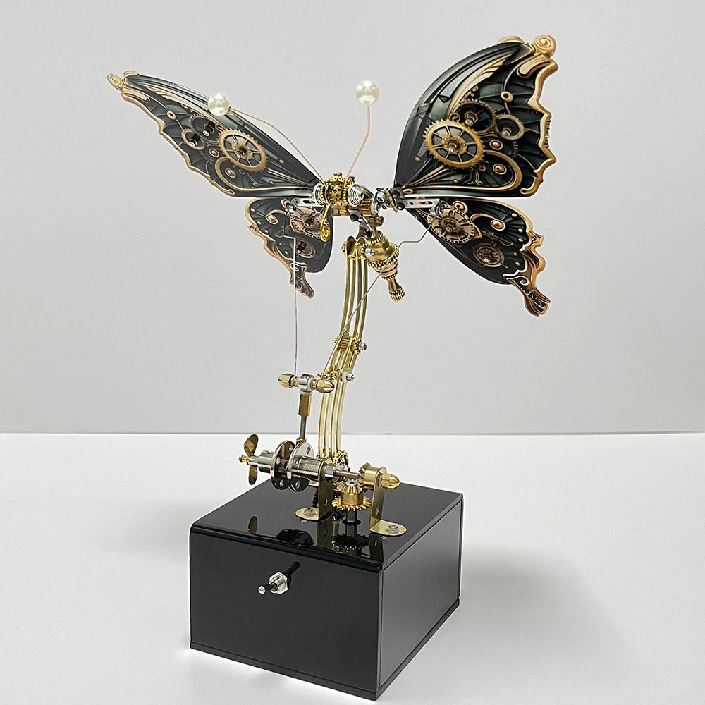 Mechanical Steampunk Butterfly Metal Puzzle Model with Music Box