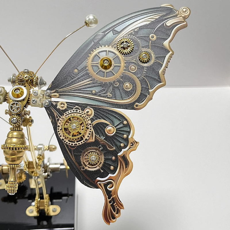 Laad de afbeelding in galerijviewer, Mechanical Steampunk Butterfly Metal Puzzle Model with Music Box
