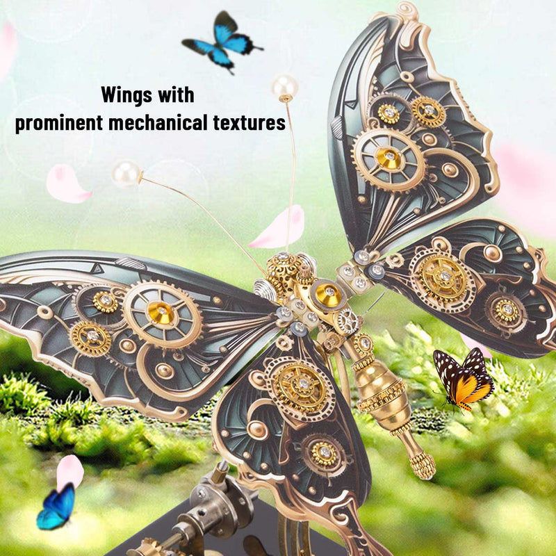 Laad de afbeelding in galerijviewer, Mechanical Steampunk Butterfly Metal Puzzle Model with Music Box
