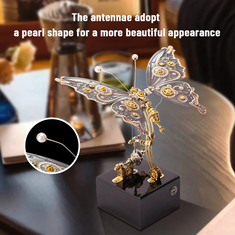 Laad de afbeelding in galerijviewer, Mechanical Steampunk Butterfly Metal Puzzle Model with Music Box
