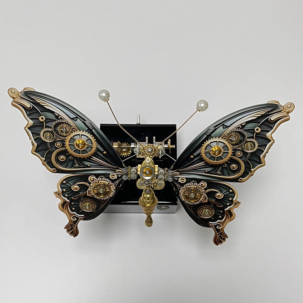 Mechanical Steampunk Butterfly Metal Puzzle Model with Music Box