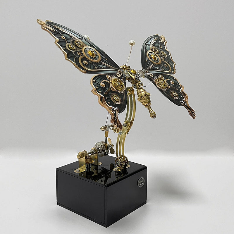 Laad de afbeelding in galerijviewer, Mechanical Steampunk Butterfly Metal Puzzle Model with Music Box
