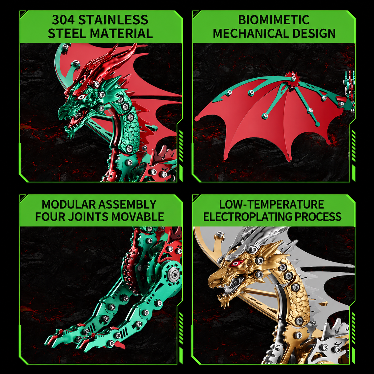 Mechanical Winged Dragon 3D Metal Model Kit
