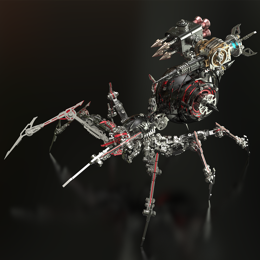 Metal Mechanical Black Battle Spider 3D Puzzle Model Kit for Adults