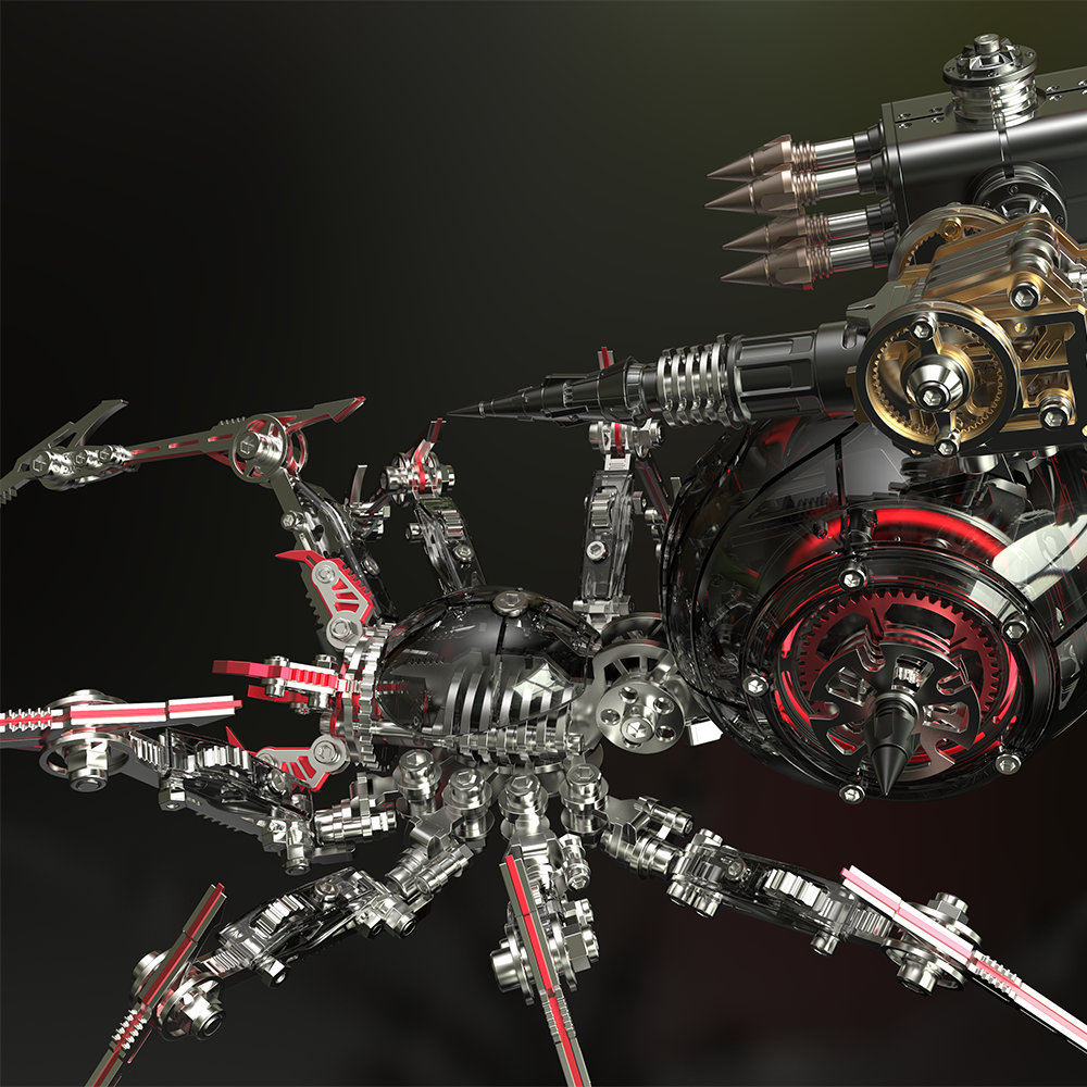 Metal Mechanical Black Battle Spider 3D Puzzle Model Kit for Adults