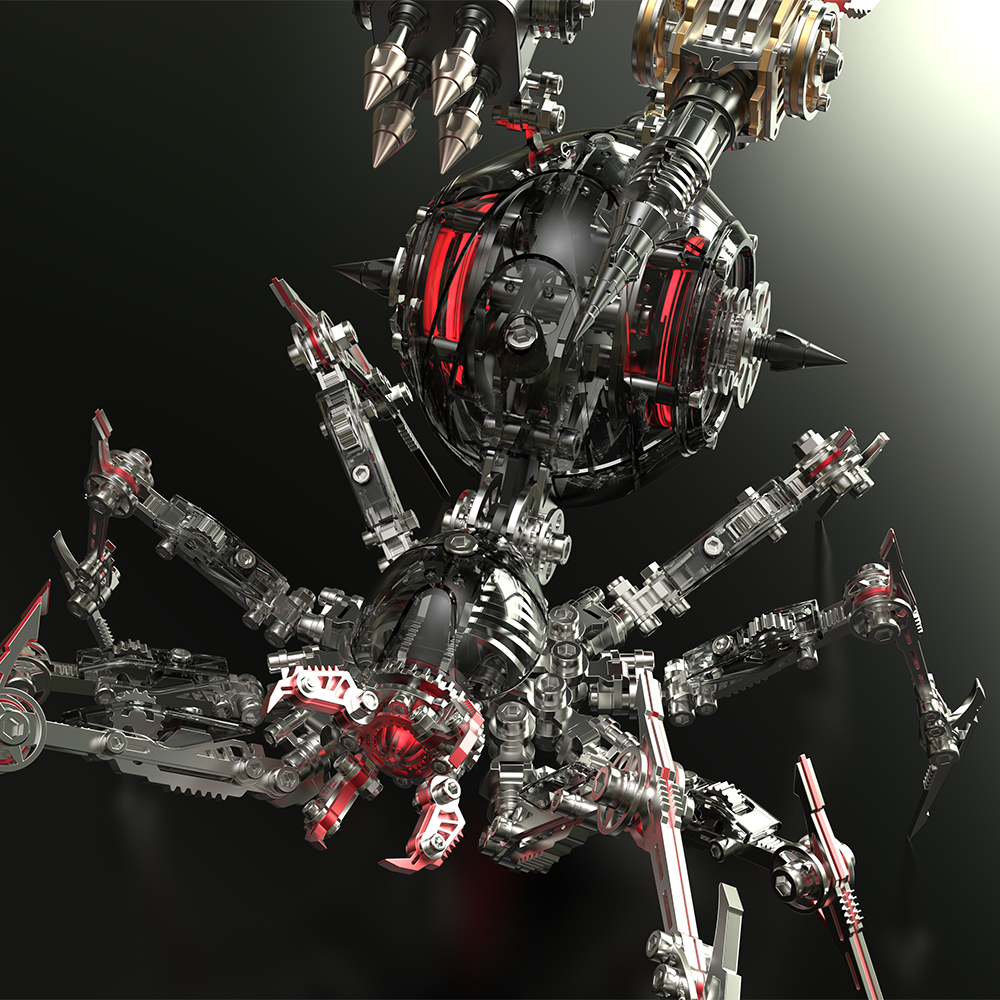 Metal Mechanical Black Battle Spider 3D Puzzle Model Kit for Adults