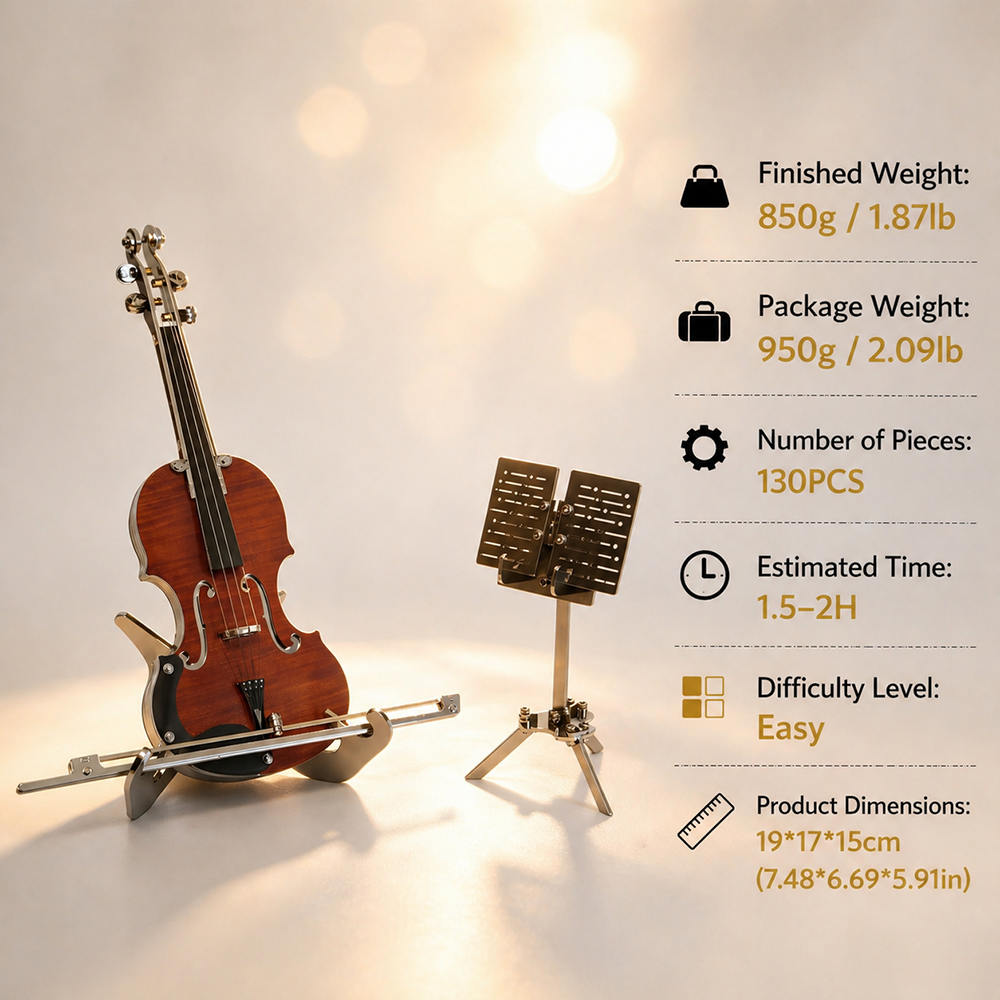DIY 3D Metal Violin Model Kit Elegant Miniature Violin Puzzle