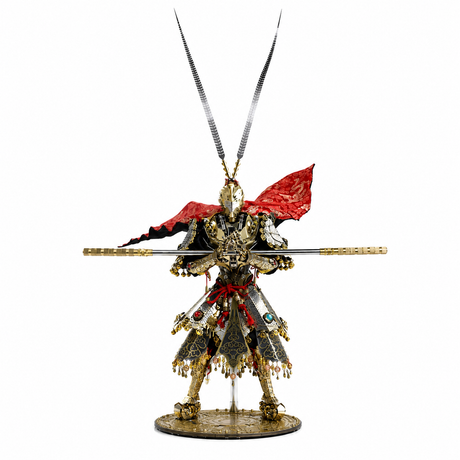 Wukong inspired mechanical warrior figure built from precision metal components