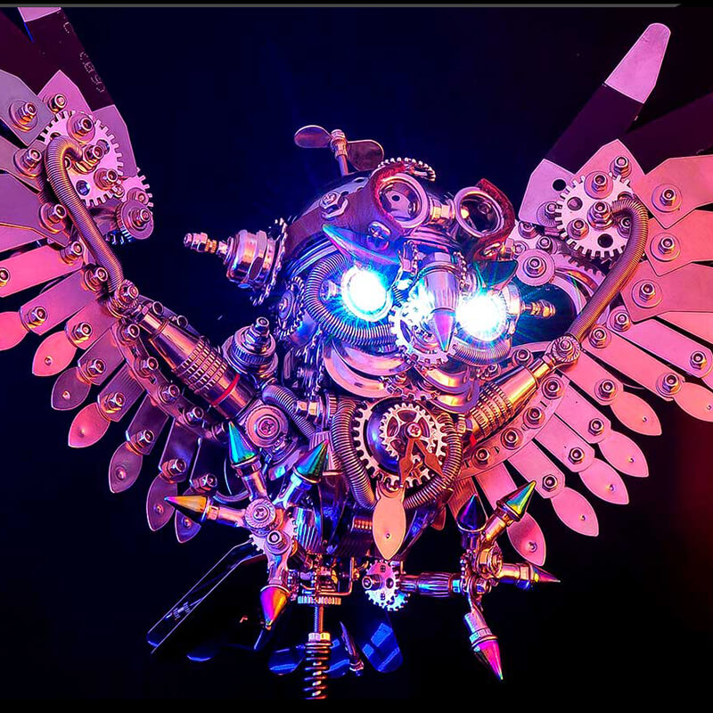 Laad de afbeelding in galerijviewer, Owl Steampunk 3D Metal Puzzle Kit Animal Series for Adults
