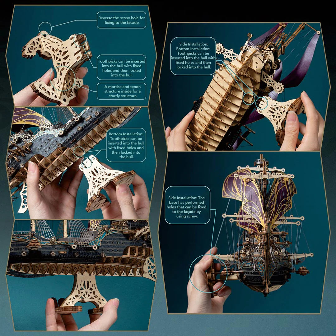 Pirate Ship 3D Wooden Puzzle Model Kit for Toy & Gift