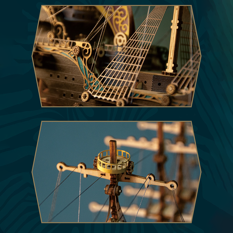 Laden Sie das Bild in Galerie -Viewer, {Pirate Ship 3D Wooden Puzzle Model Kit for Toy &amp; Gift
