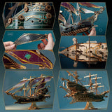 Pirate Ship 3D Wooden Puzzle Model Kit for Toy & Gift