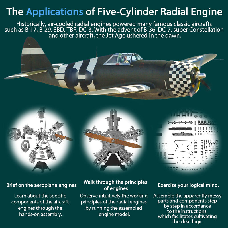 Laden Sie das Bild in Galerie -Viewer, {Radial Engine Metal 1/6 Scale Model 250PCS puzzle Kit Science Experiment Toy
