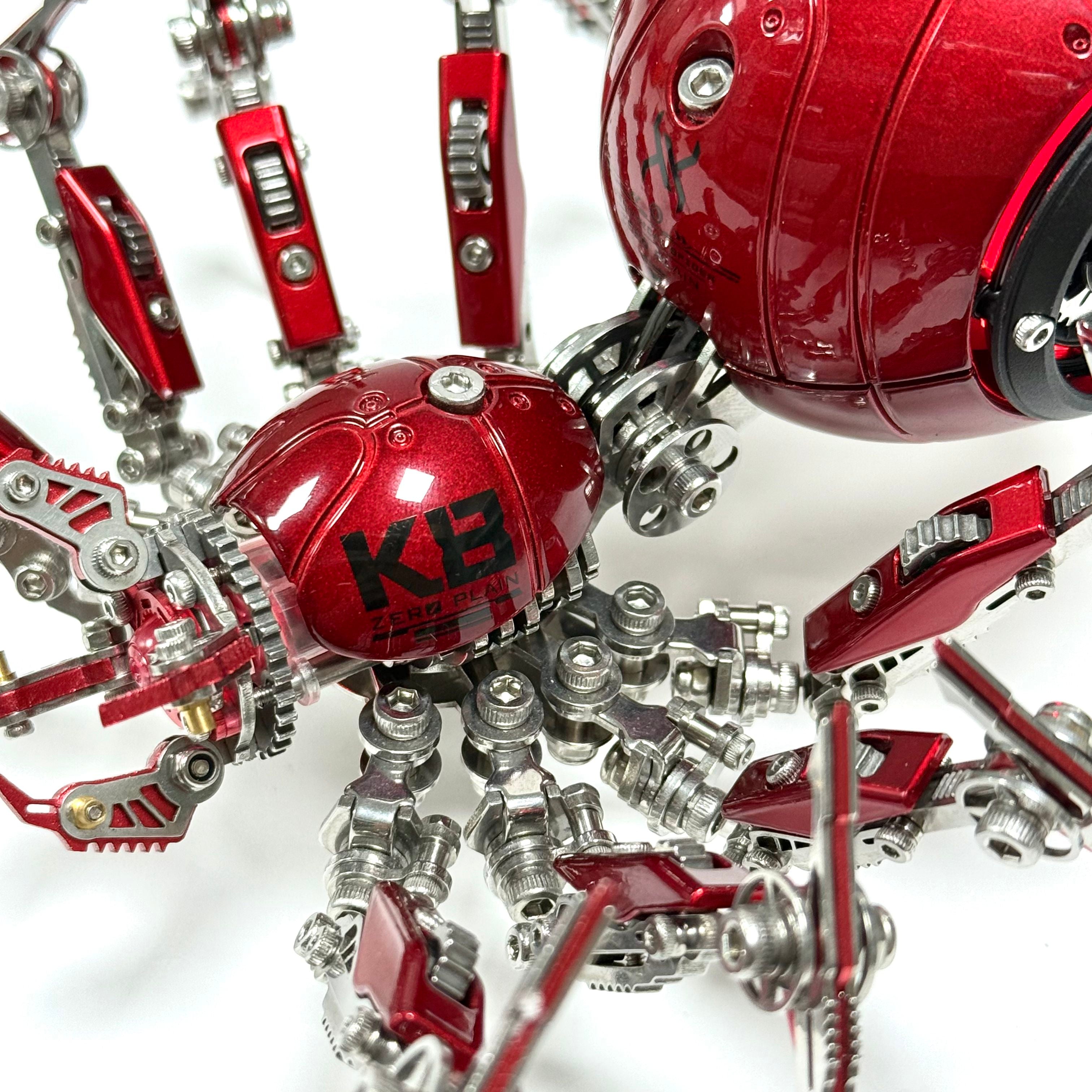 GoAssemb 3D Steampunk Mechanical War Spider Model Kit - 602-Piece All-Metal DIY Build With LED Tail Light