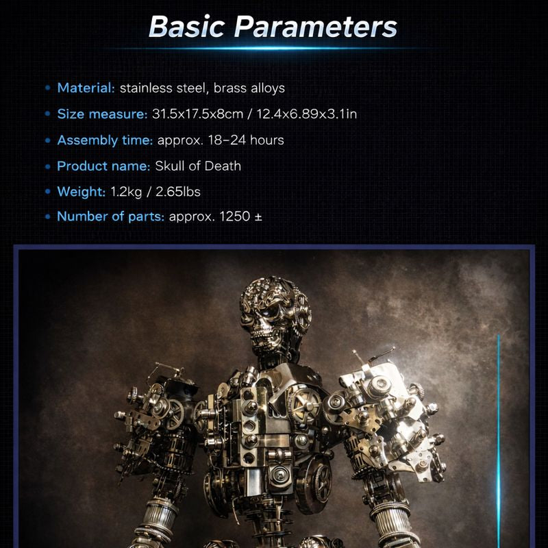 Steampunk 3D Metal Skull Iron Warrior Puzzle Model 1200PCS Kit