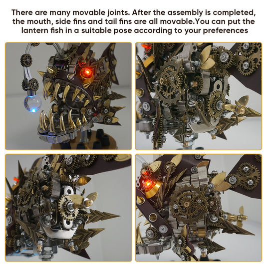 Steampunk Anglerfish 3D Metal Puzzle Model Kit with Base