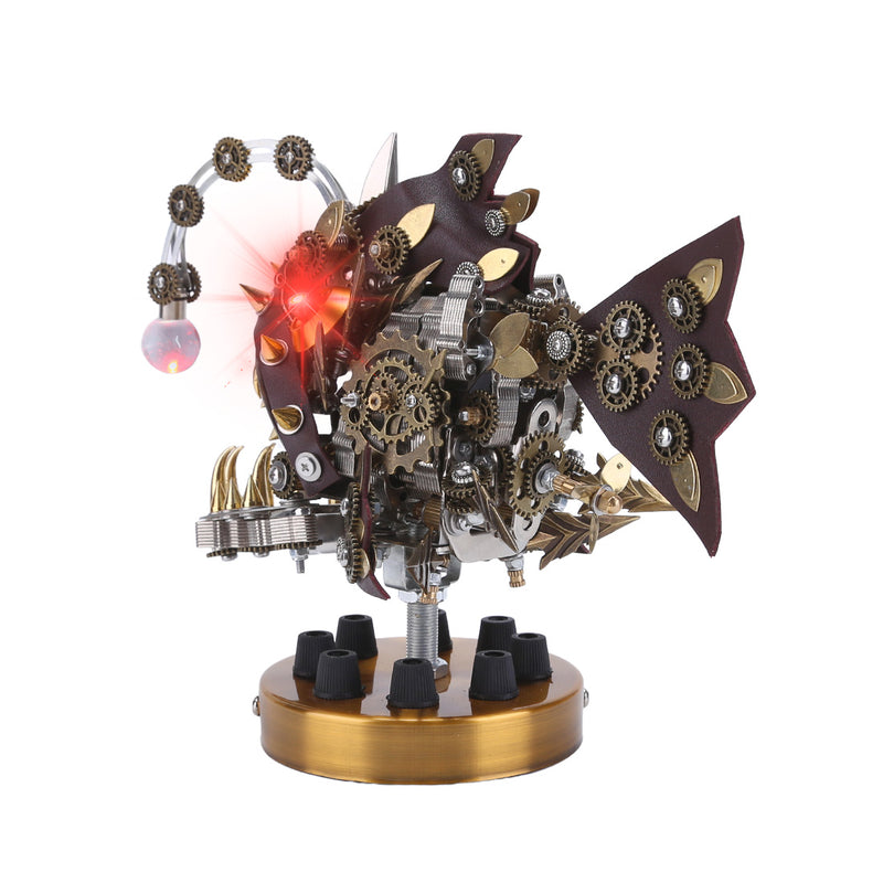 Laad de afbeelding in galerijviewer, Steampunk Anglerfish 3D Metal Puzzle Model Kit with Base

