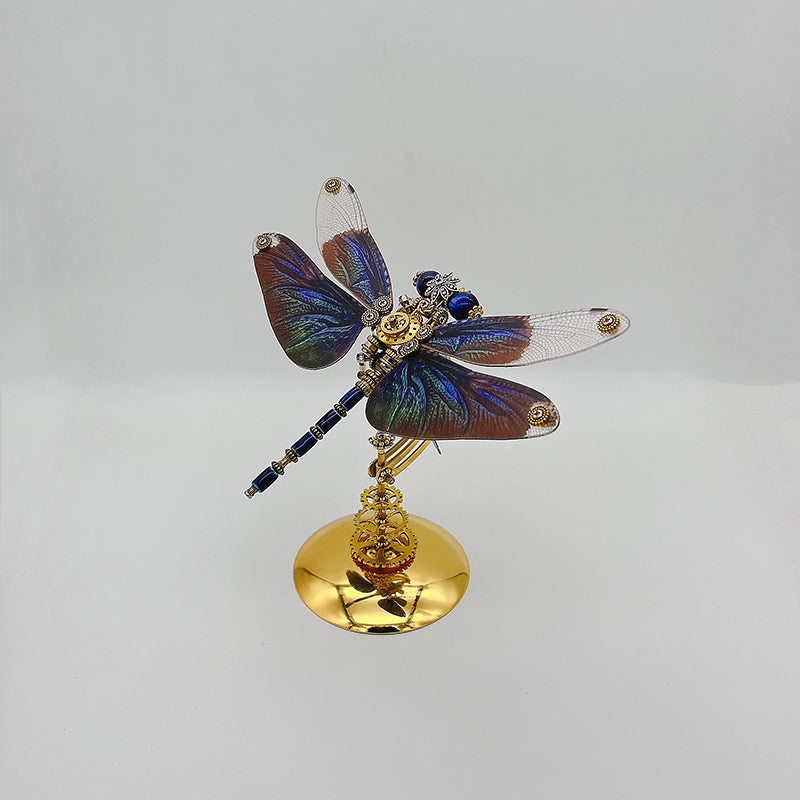 Load image into Gallery viewer, Steampunk black winged dragonfly metal puzzle model kit
