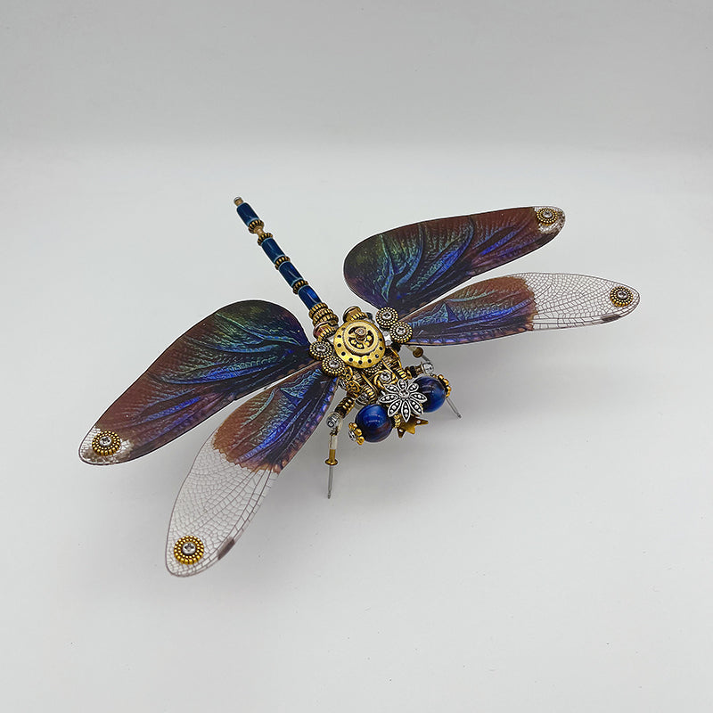 Laad de afbeelding in galerijviewer, Steampunk black winged dragonfly metal puzzle model kit
