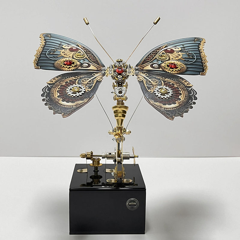 Laad de afbeelding in galerijviewer, Steampunk Butterfly Mechanical 3D Metal Puzzle Model with Music Box for Gifts and Decor
