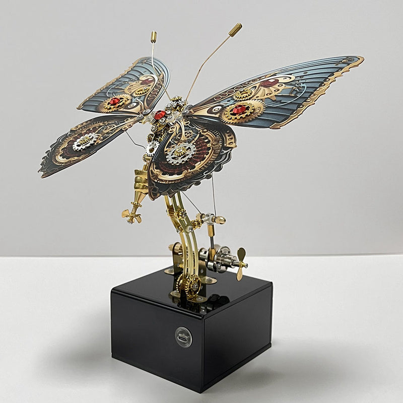 Laad de afbeelding in galerijviewer, Steampunk Butterfly Mechanical 3D Metal Puzzle Model with Music Box for Gifts and Decor
