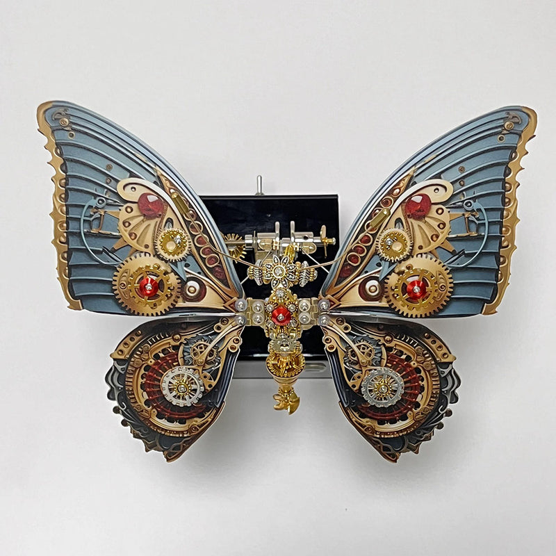 Laad de afbeelding in galerijviewer, Steampunk Butterfly Mechanical 3D Metal Puzzle Model with Music Box for Gifts and Decor
