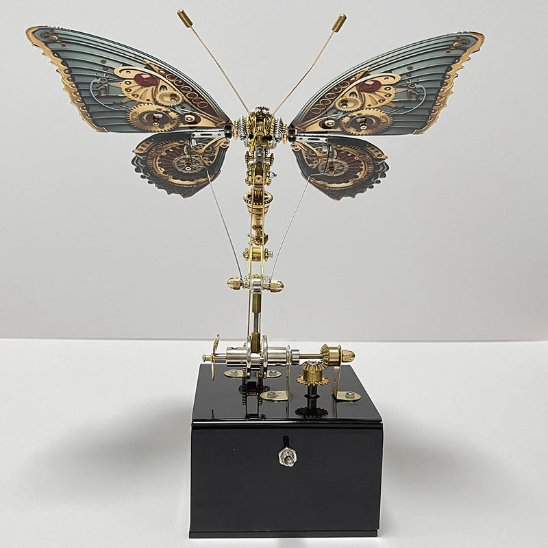 Laden Sie das Bild in Galerie -Viewer, {Steampunk Butterfly Mechanical 3D Metal Puzzle Model with Music Box for Gifts and Decor
