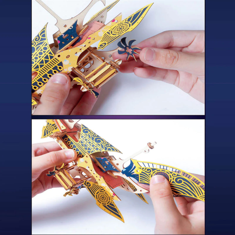 Laden Sie das Bild in Galerie -Viewer, {Steampunk Fantasy Spaceship 3D Wooden Puzzle Toy For Adults and Kids
