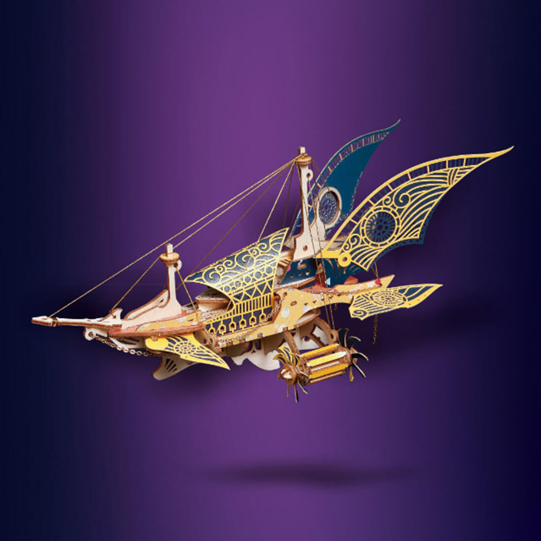 Steampunk Fantasy Spaceship 3D Wooden Puzzle Toy For Adults and