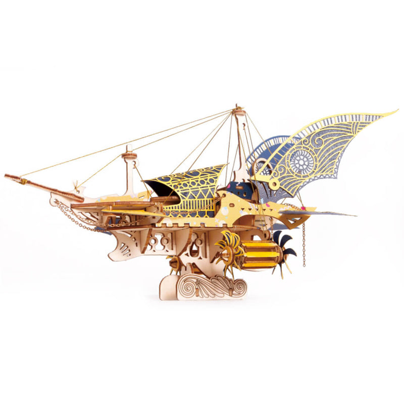 Laad de afbeelding in galerijviewer, Steampunk Fantasy Spaceship 3D Wooden Puzzle Toy For Adults and Kids
