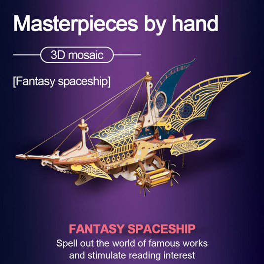 Steampunk Fantasy Spaceship 3D Wooden Puzzle Toy For Adults and Kids