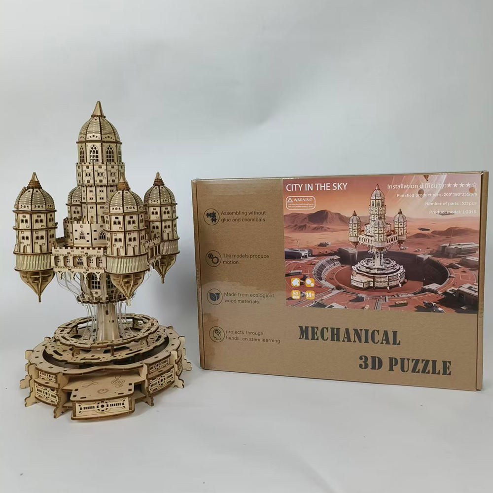 Steampunk Floating Castle 3D Wooden Puzzle Model Kit – metalkitor