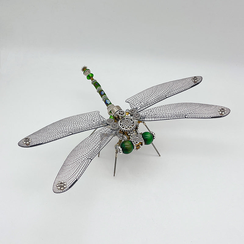 Load image into Gallery viewer, Steampunk Green winged dragonfly metal puzzle model kit
