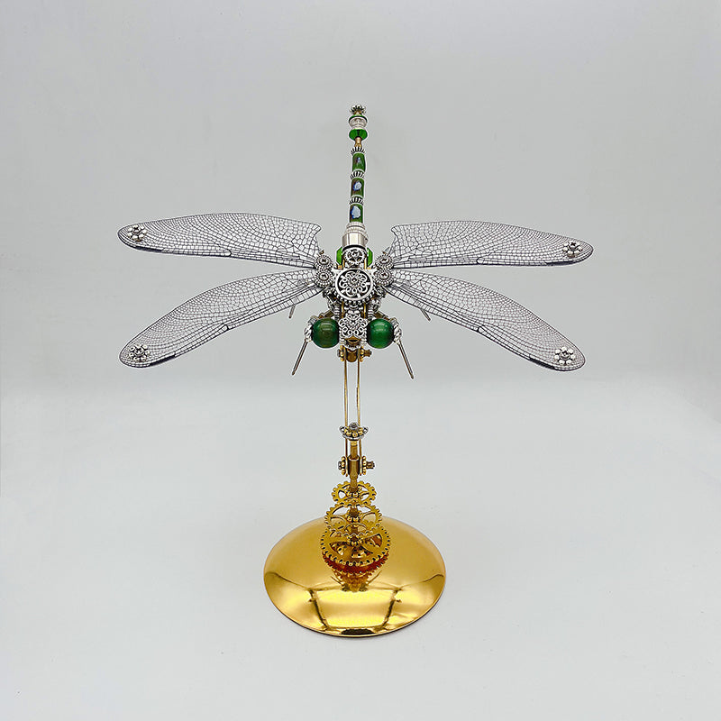 Laad de afbeelding in galerijviewer, Steampunk Green winged dragonfly metal puzzle model kit
