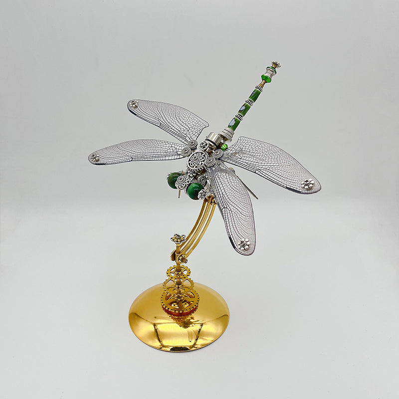 Load image into Gallery viewer, Steampunk Green winged dragonfly metal puzzle model kit
