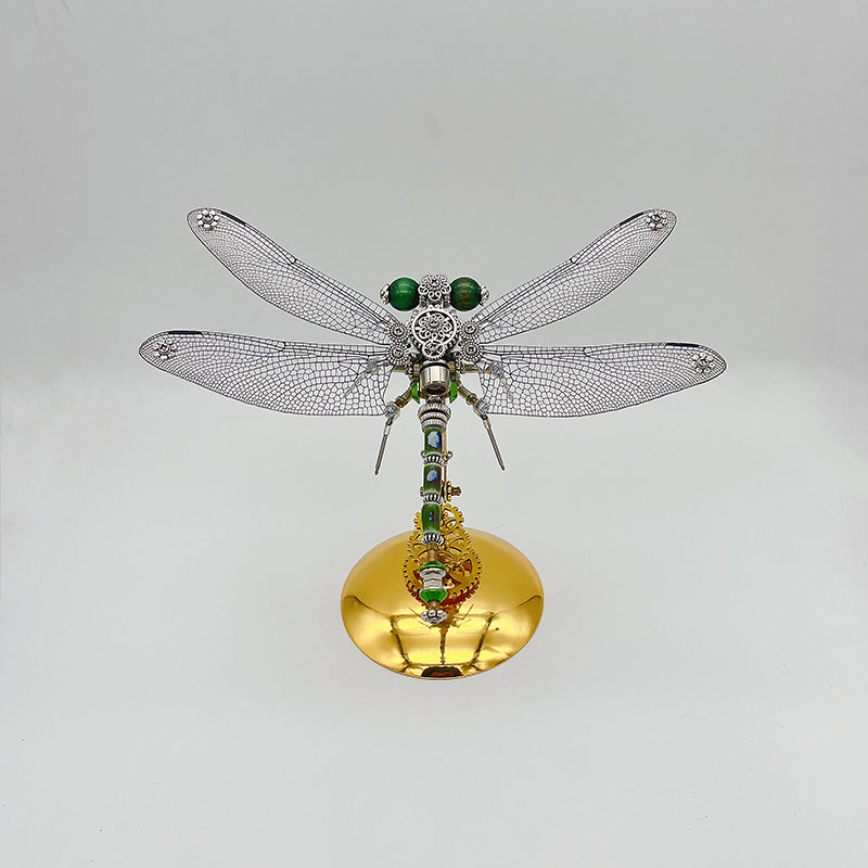 Laad de afbeelding in galerijviewer, Steampunk Green winged dragonfly metal puzzle model kit
