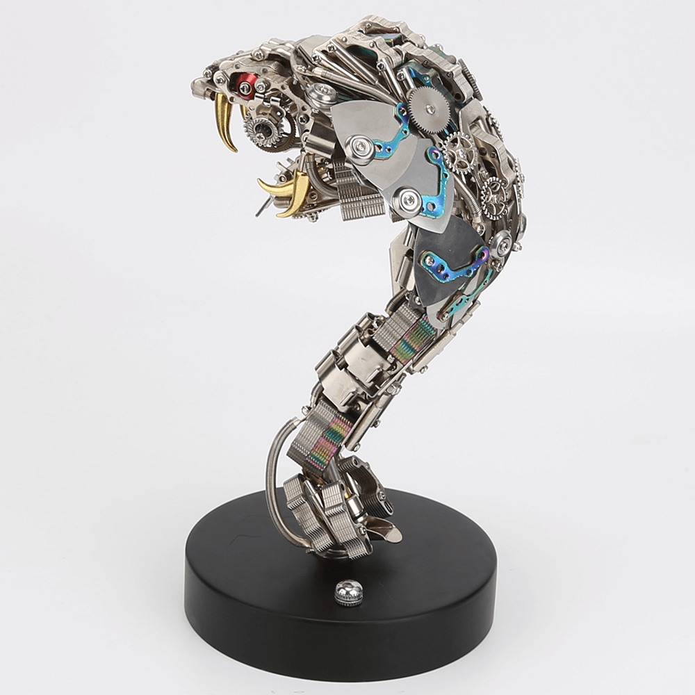 Steampunk King Cobra Metal Puzzle Model Kit With Base Snake Series