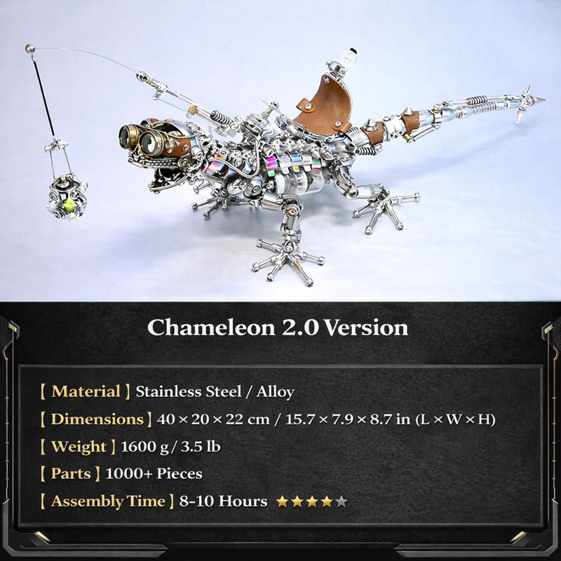 Steampunk Mechanical Chameleon 3D Metal Puzzle Model Kit for Adults