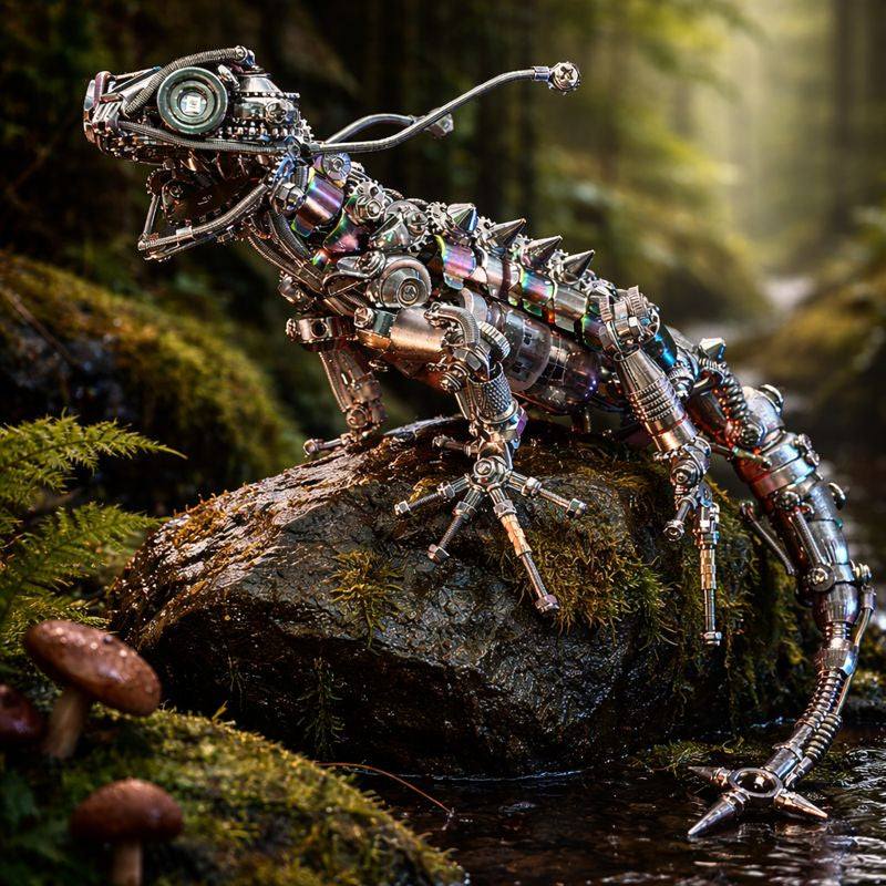 Steampunk Mechanical Chameleon 3D Metal Puzzle Model Kit for Adults