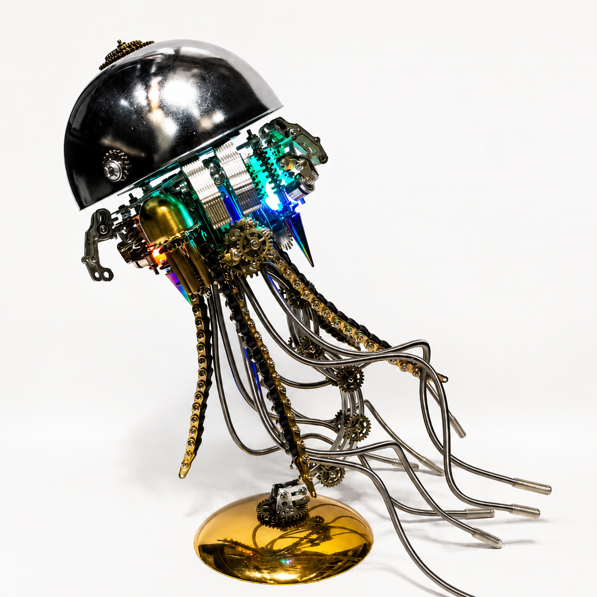 Steampunk Mechanical Jellyfish Metal Model Kit with LED Light