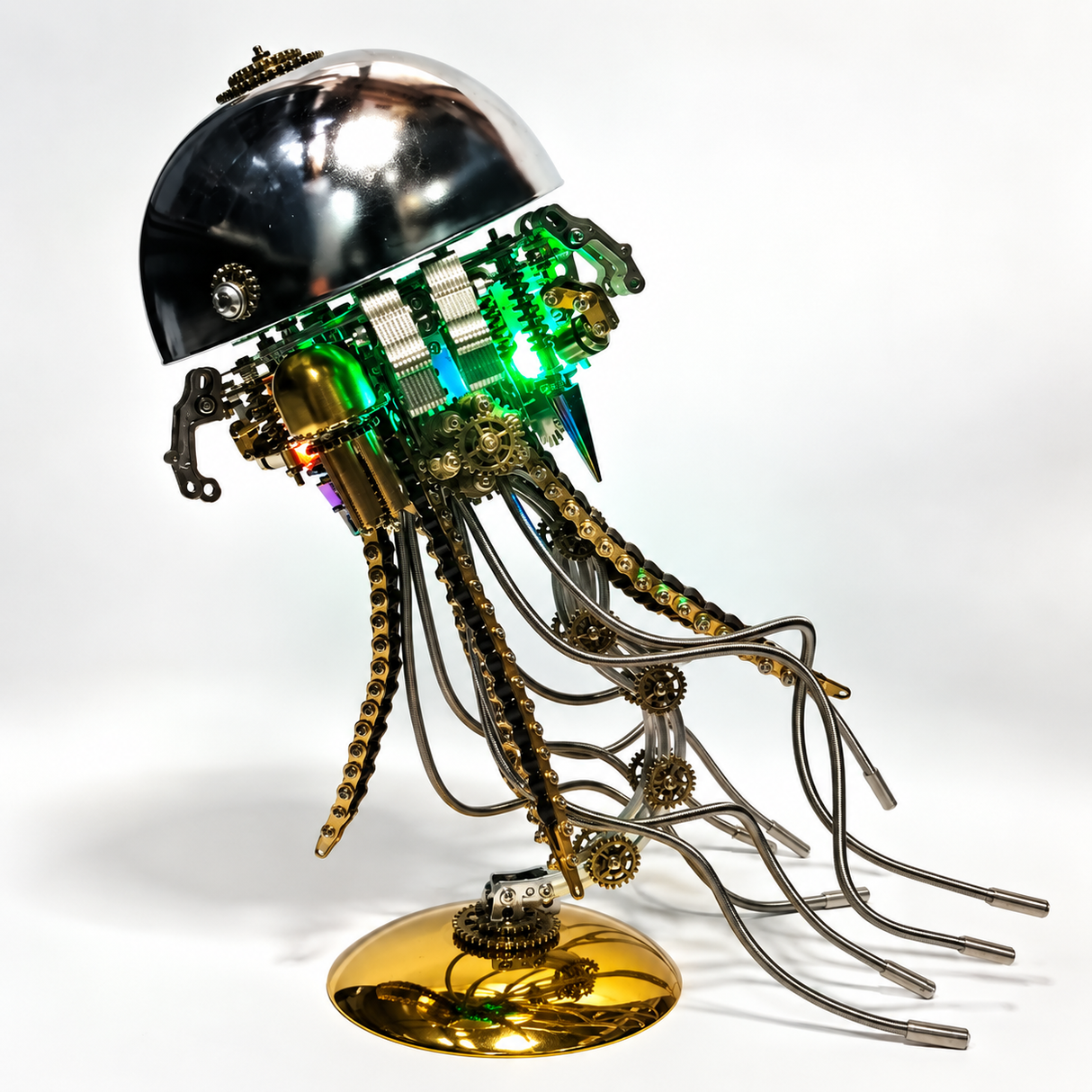 Steampunk Mechanical Jellyfish Metal Model Kit with LED Light