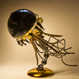 Mechanical jellyfish metal model kit with gears and articulated tentacles