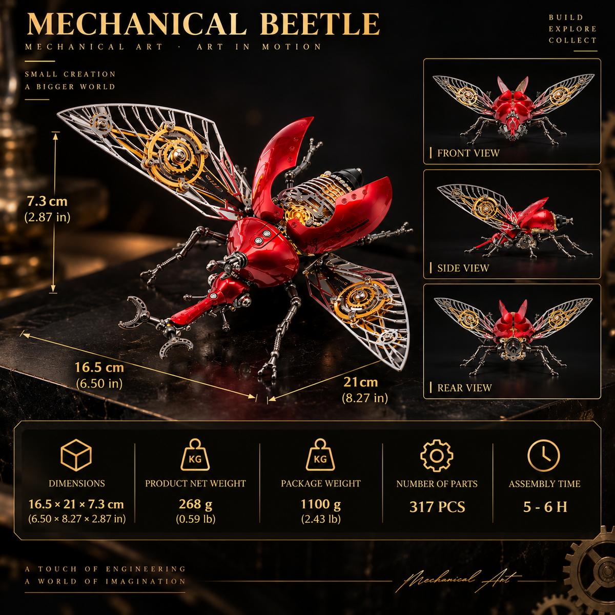 Steampunk Mechanical Stag Beetle 3D Metal Model Kit for Adults and Kids