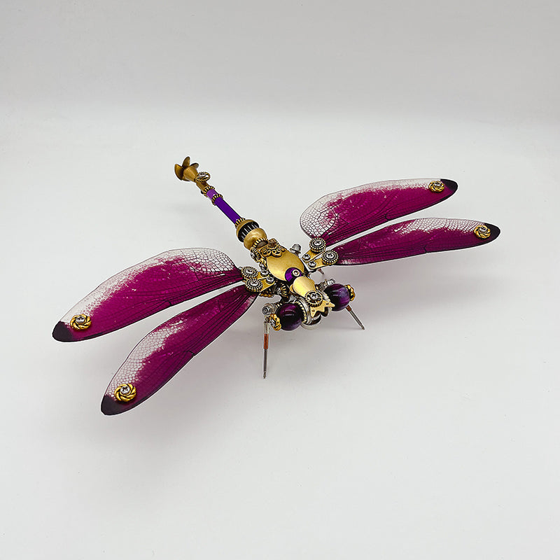 Laden Sie das Bild in Galerie -Viewer, {steampunk purple-red dragonfly metal puzzle model kit
