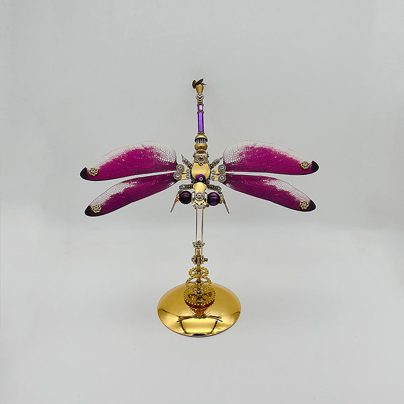 Laden Sie das Bild in Galerie -Viewer, {steampunk purple-red dragonfly metal puzzle model kit
