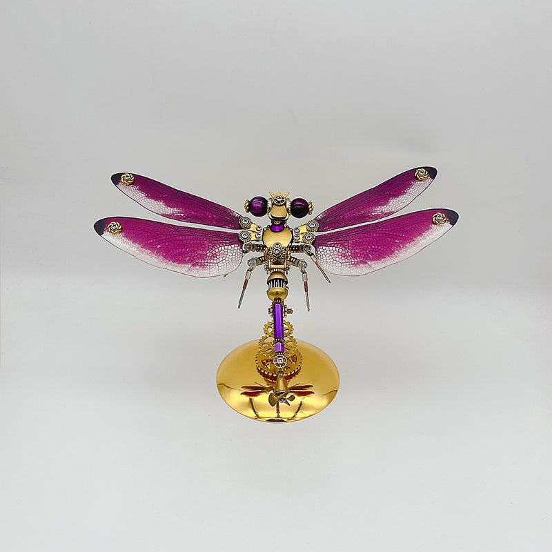 Load image into Gallery viewer, steampunk purple-red dragonfly metal puzzle model kit
