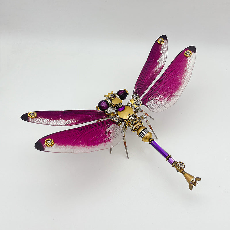 Load image into Gallery viewer, steampunk purple-red dragonfly metal puzzle model kit
