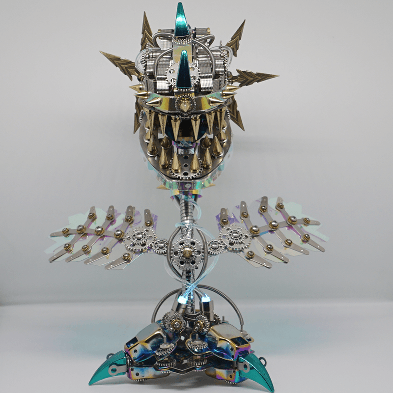 Laad de afbeelding in galerijviewer, Steampunk Realistic Cannibal Flower with open mouth metal puzzle model
