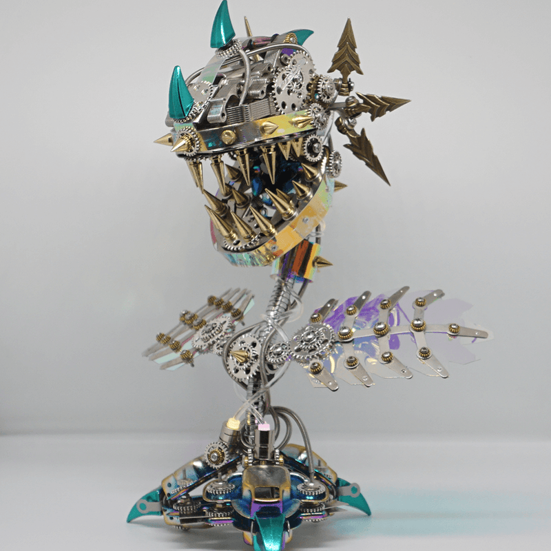 Laad de afbeelding in galerijviewer, Steampunk Realistic Cannibal Flower with open mouth metal puzzle model
